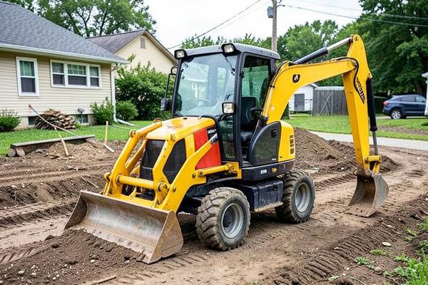 Compact skid steer loader and mini excavator working a small residential job site